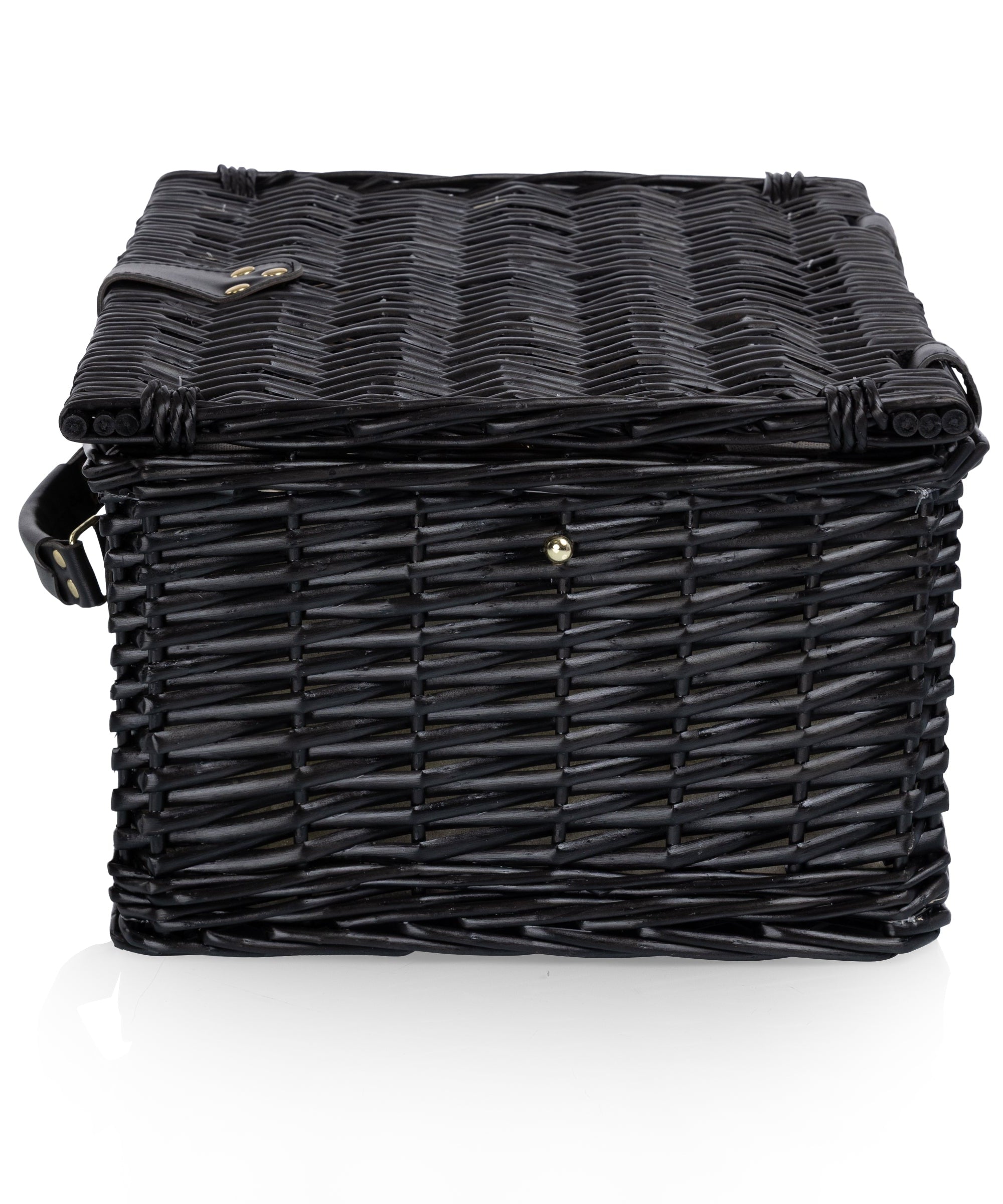 Picnic Basket Set for 2, Black Willow with Beige Accents