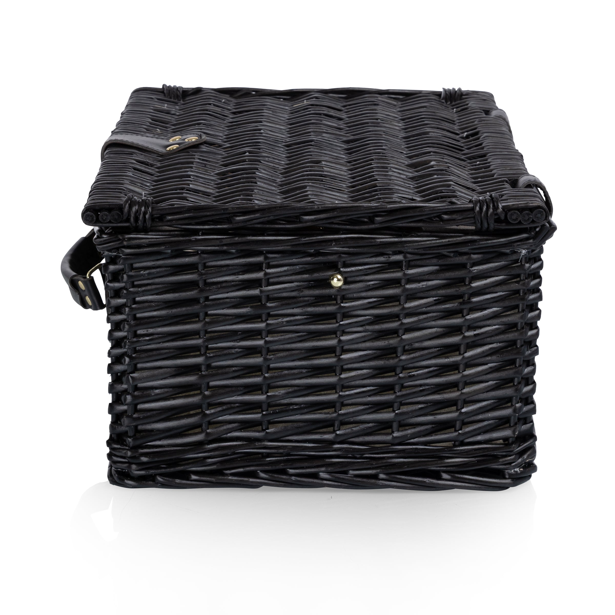 Picnic Basket Set for 2, Black Willow with Beige Accents
