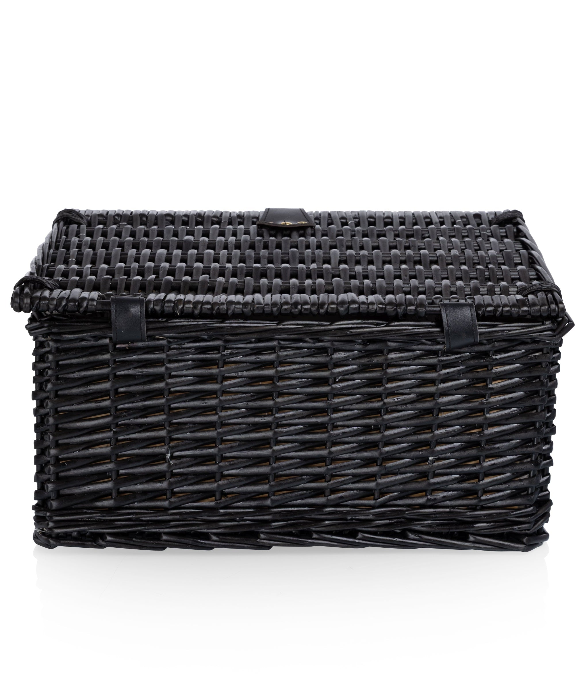 Picnic Basket Set for 2, Black Willow with Beige Accents