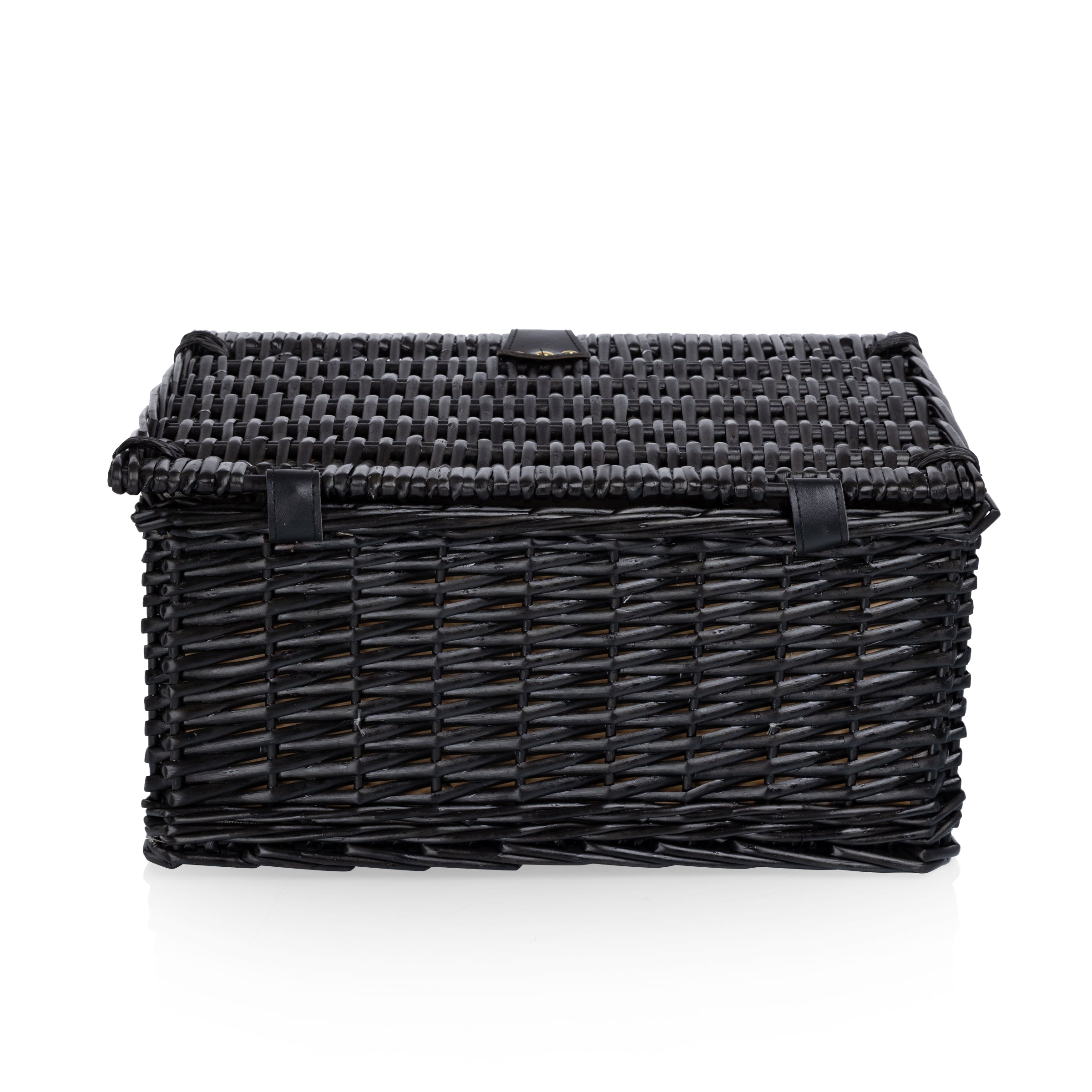 Picnic Basket Set for 2, Black Willow with Beige Accents