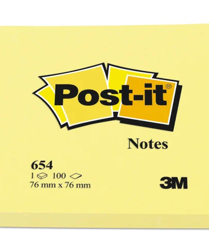 Post-it Original Pads in Canary Yellow, 3" x 3", 100 Sheets/Pad, 12 Pads/Pack (654YW)