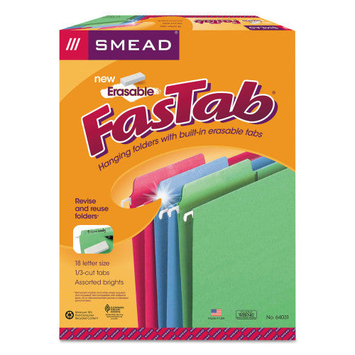 Smead Erasable Folders, Letter Size, 1/3-Cut Tabs, Assorted Colors, 18/Box (64031) - Grazingbelles