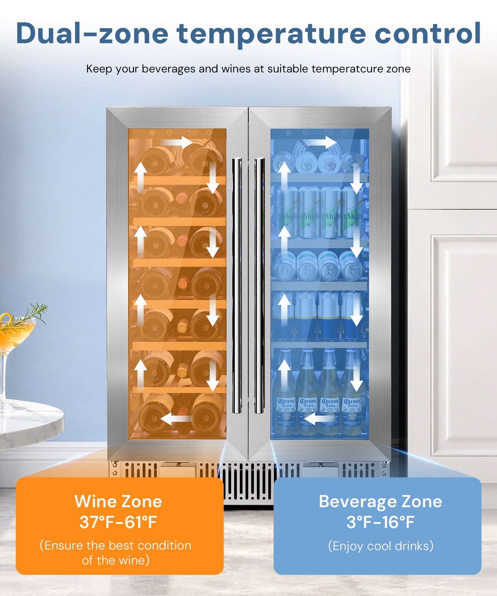 24 Inch Dual Zone Wine Fridges Cooler Beverage Refrigerator 58125RWC0