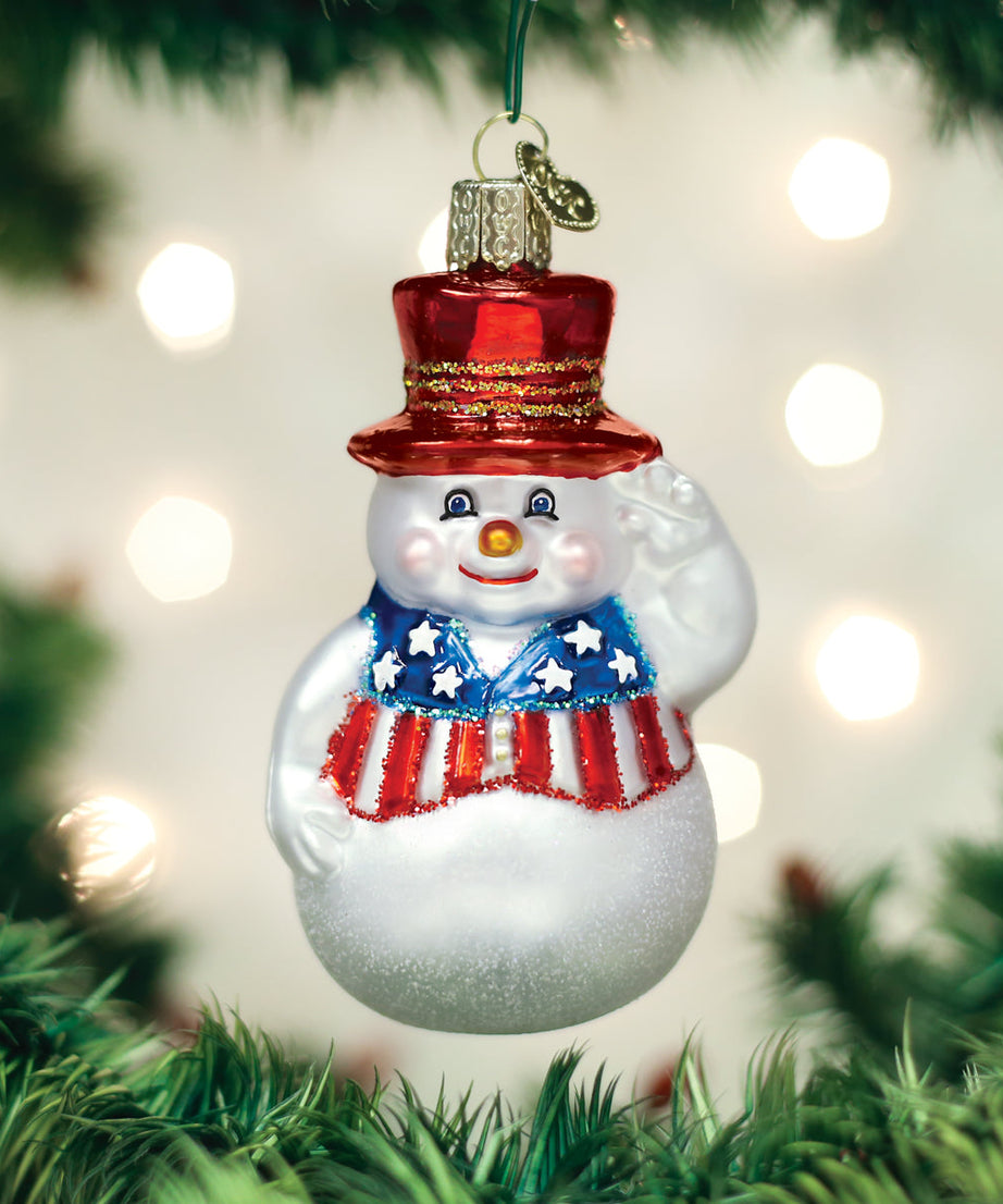 Patriotic Snowman Ornament