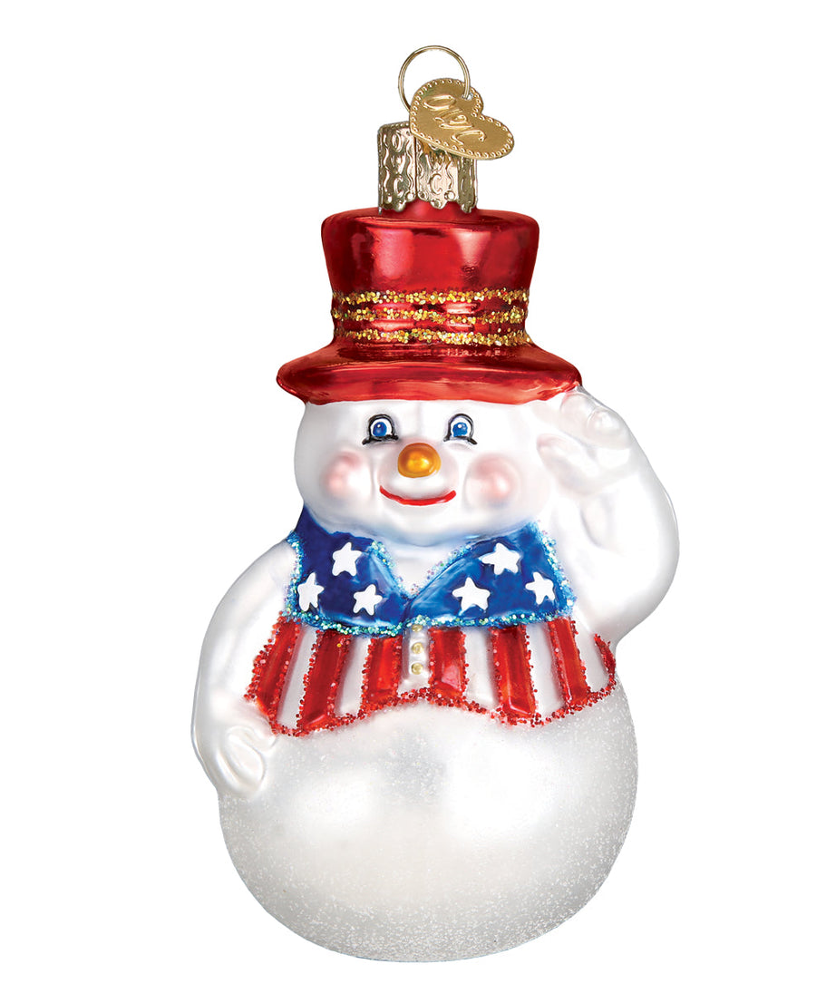 Patriotic Snowman Ornament