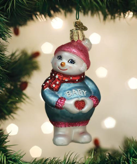 Expectant Snowlady Ornament