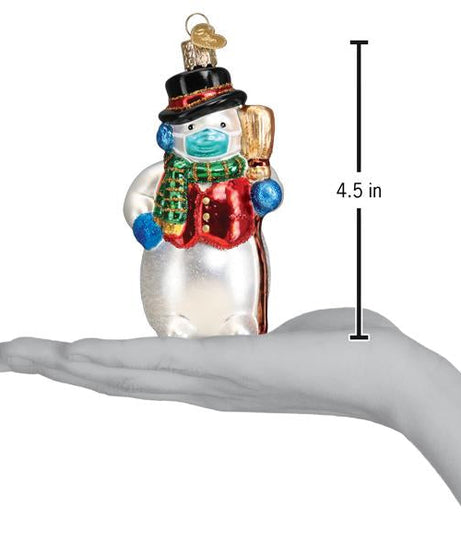 Snowman With Face Mask Ornament