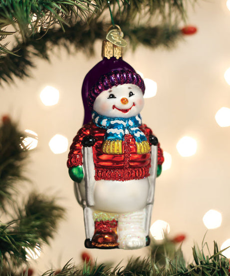 Snowman With Crutches Ornament