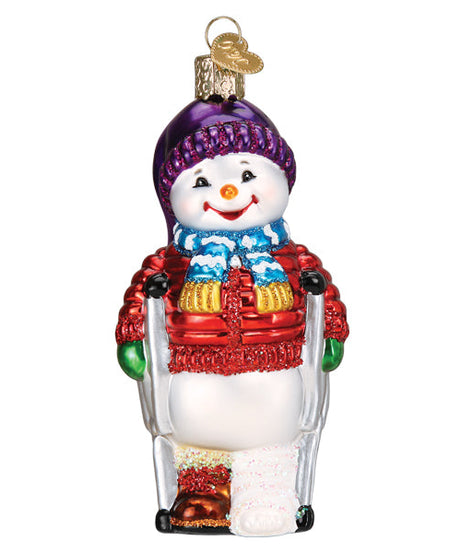 Snowman With Crutches Ornament