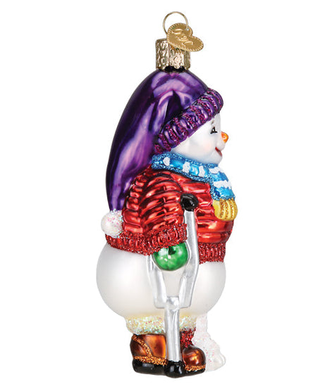 Snowman With Crutches Ornament