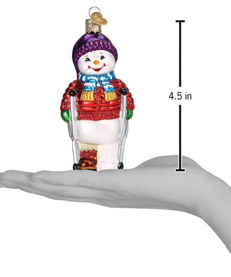Snowman With Crutches Ornament