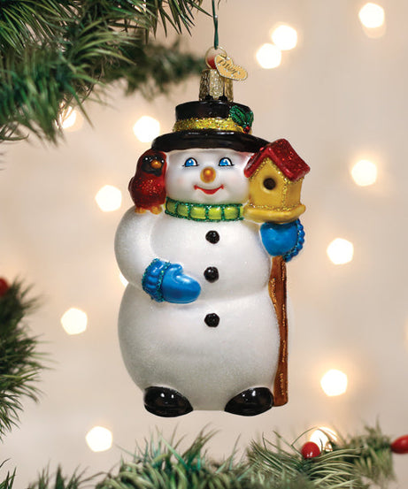 Snowman With Cardinal Ornament - Grazingbelles