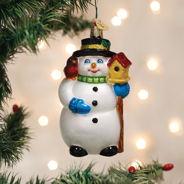 Snowman With Cardinal Ornament - Grazingbelles