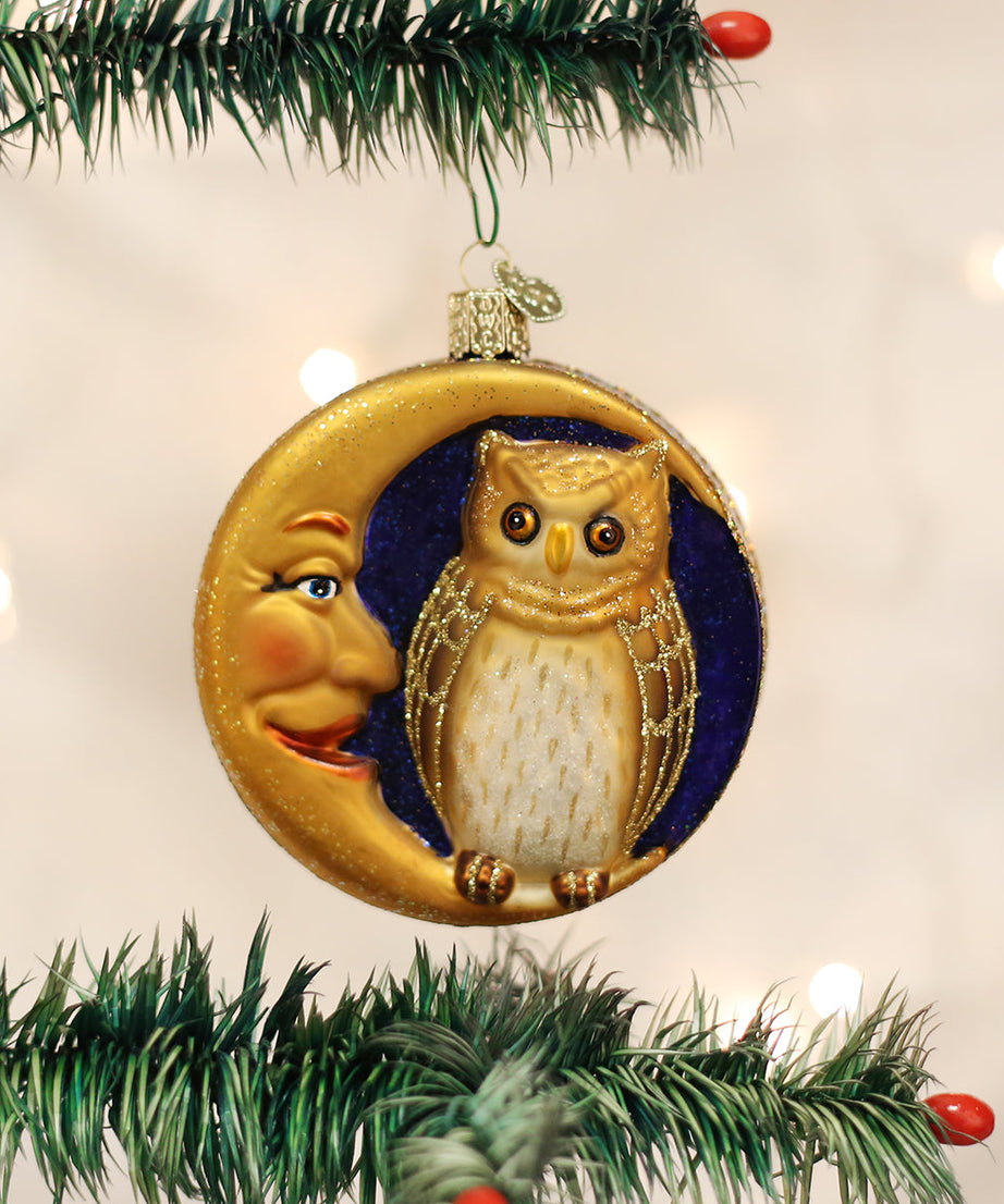 Owl In Moon Ornament