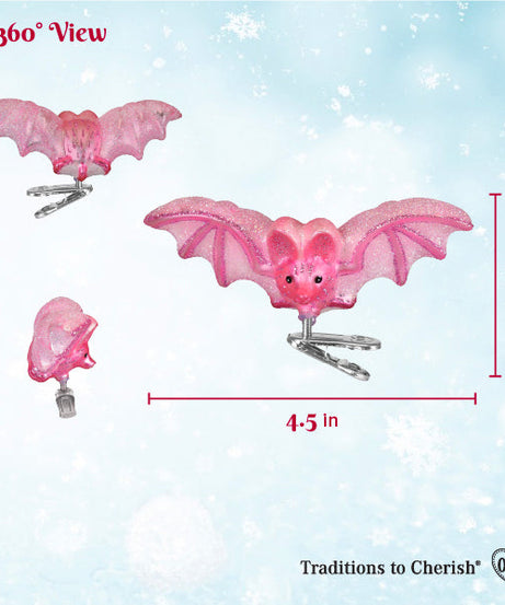 Shimmering Pink Bat Ornament