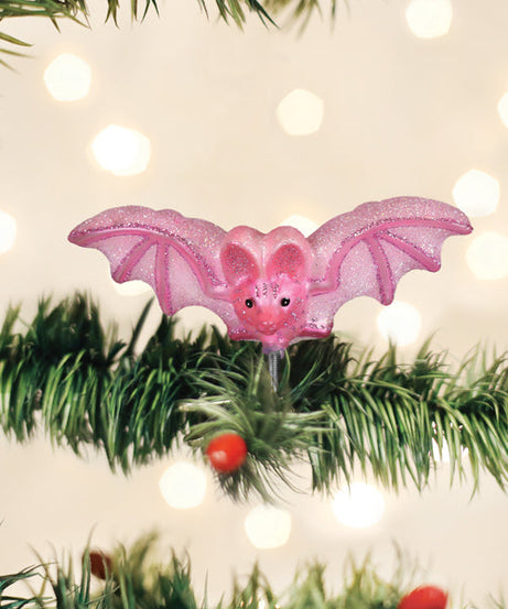 Shimmering Pink Bat Ornament