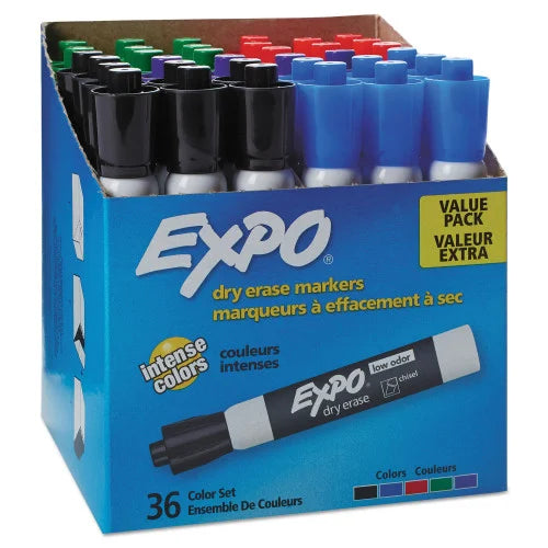 EXPO Low-Odor Dry-Erase Marker Value Pack, Broad Chisel Tip, Assorted Colors, 36/Box (1921061) - Grazingbelles