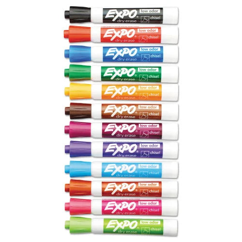 EXPO Low-Odor Dry-Erase Marker, Broad Chisel Tip, Assorted Colors, 16/Set (81045)