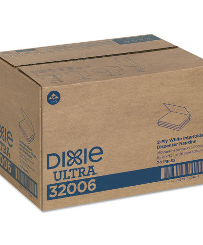 Dixie Interfold Napkin Refills Two-Ply, 6 1/2" x 9 7/8", White, 6000/Carton (32006) - Grazingbelles