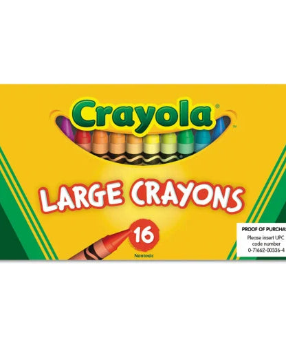 Crayola Large Crayons, Lift Lid Box, 16 Colors/Box (520336)