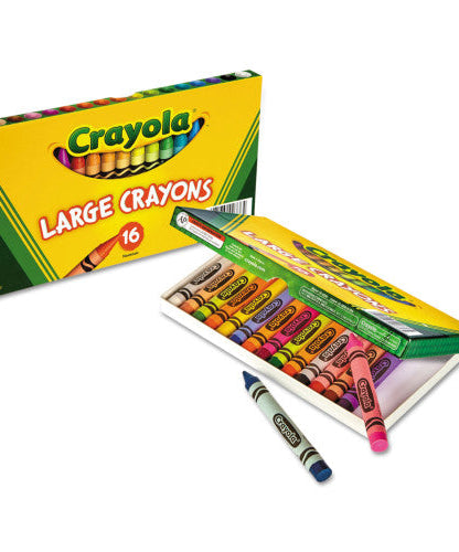 Crayola Large Crayons, Lift Lid Box, 16 Colors/Box (520336)