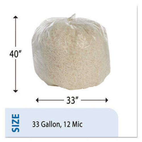 AbilityOne 8105015574983, SKILCRAFT High Density (HDPE) Coreless Roll Can LinersNatural, 33 gal, 12 microns, 33" x 40", Natural, 250/Box - Grazingbelles