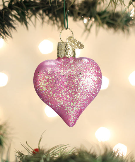 Pink Glittered Heart Ornament - Grazingbelles