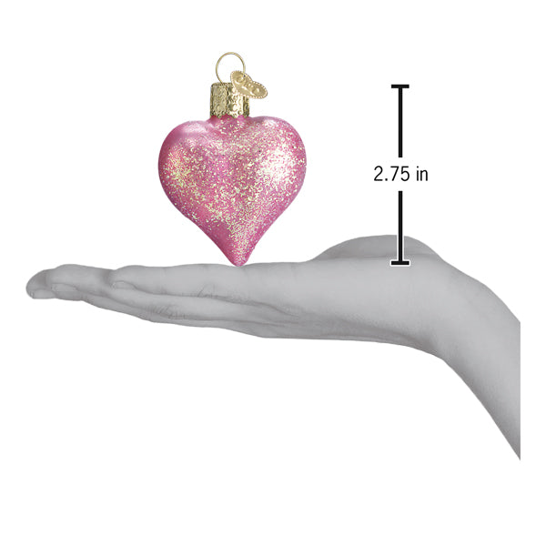 Pink Glittered Heart Ornament - Grazingbelles