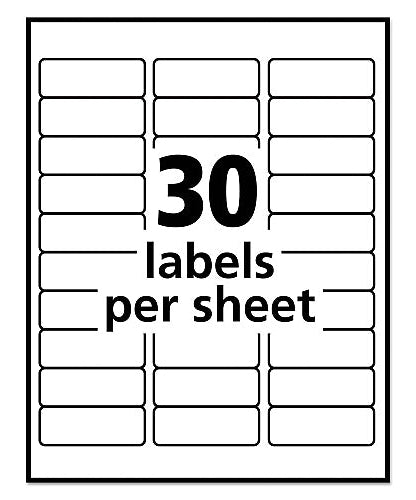 Avery EcoFriendly Mailing Labels, Inkjet/Laser Printers, 1 x 2.63, White, 30/Sheet, 100 Sheets/Pack (48460) - Grazingbelles