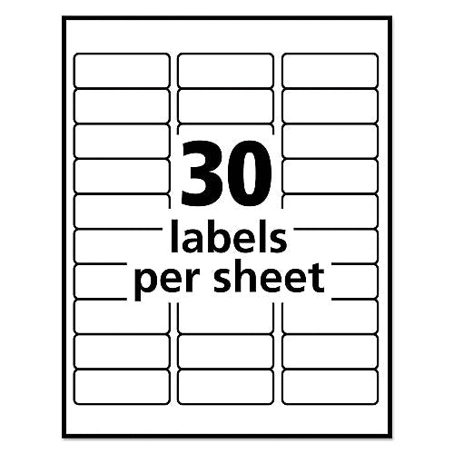 Avery EcoFriendly Mailing Labels, Inkjet/Laser Printers, 1 x 2.63, White, 30/Sheet, 100 Sheets/Pack (48460) - Grazingbelles