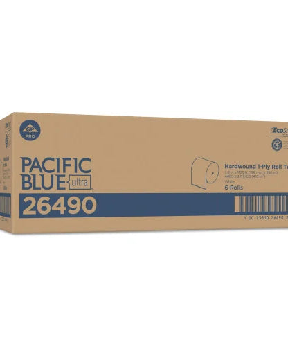 Pacific Blue® Hardwound Paper Towels, White 1-Ply, 1150-ft Rolls, 6 Rolls (26490) - Grazingbelles