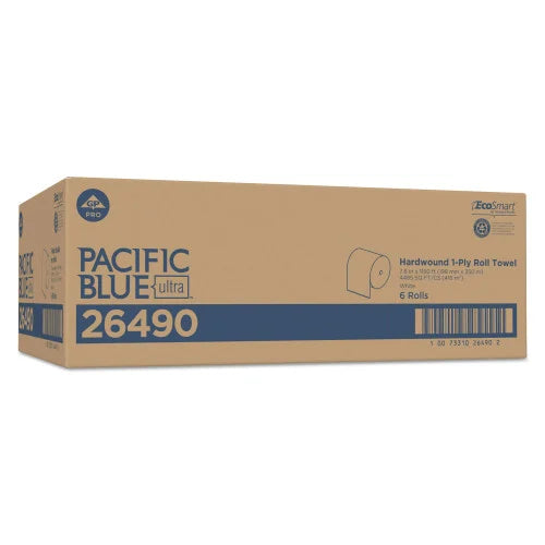 Pacific Blue® Hardwound Paper Towels, White 1-Ply, 1150-ft Rolls, 6 Rolls (26490) - Grazingbelles