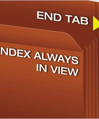 Pendaflex Heavy-Duty End Tab File Pockets, 3.5" Expansion, Legal Size, Red Fiber, 10/Box (95545)