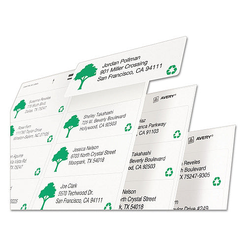 Avery EcoFriendly Mailing Labels, Inkjet/Laser Printers, 1 x 2.63, White, 30/Sheet, 100 Sheets/Pack (48460) - Grazingbelles