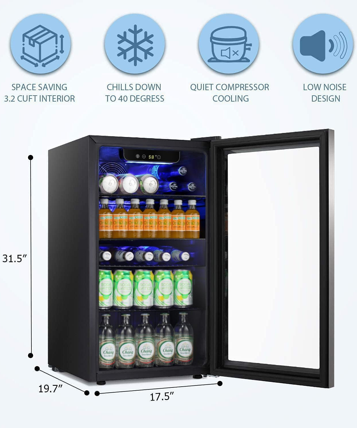 3.2 cu.ft  Wine Cooler/Cabinet Beverage Refrigerator W5899H