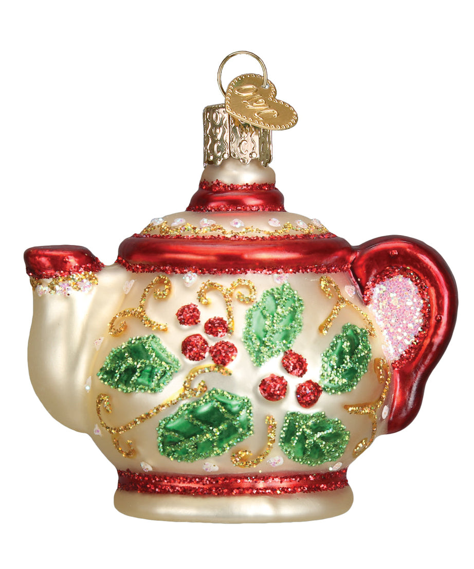 Holly Teapot Ornament