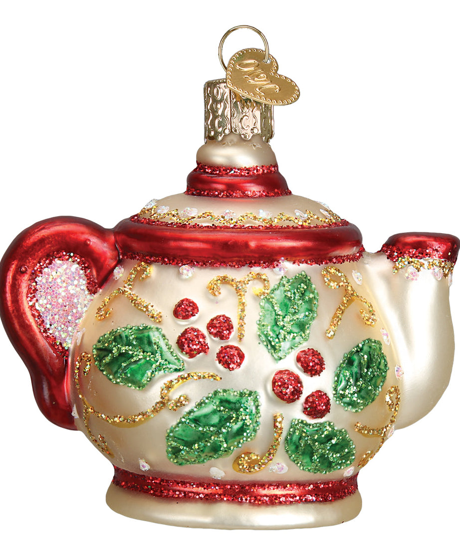 Holly Teapot Ornament