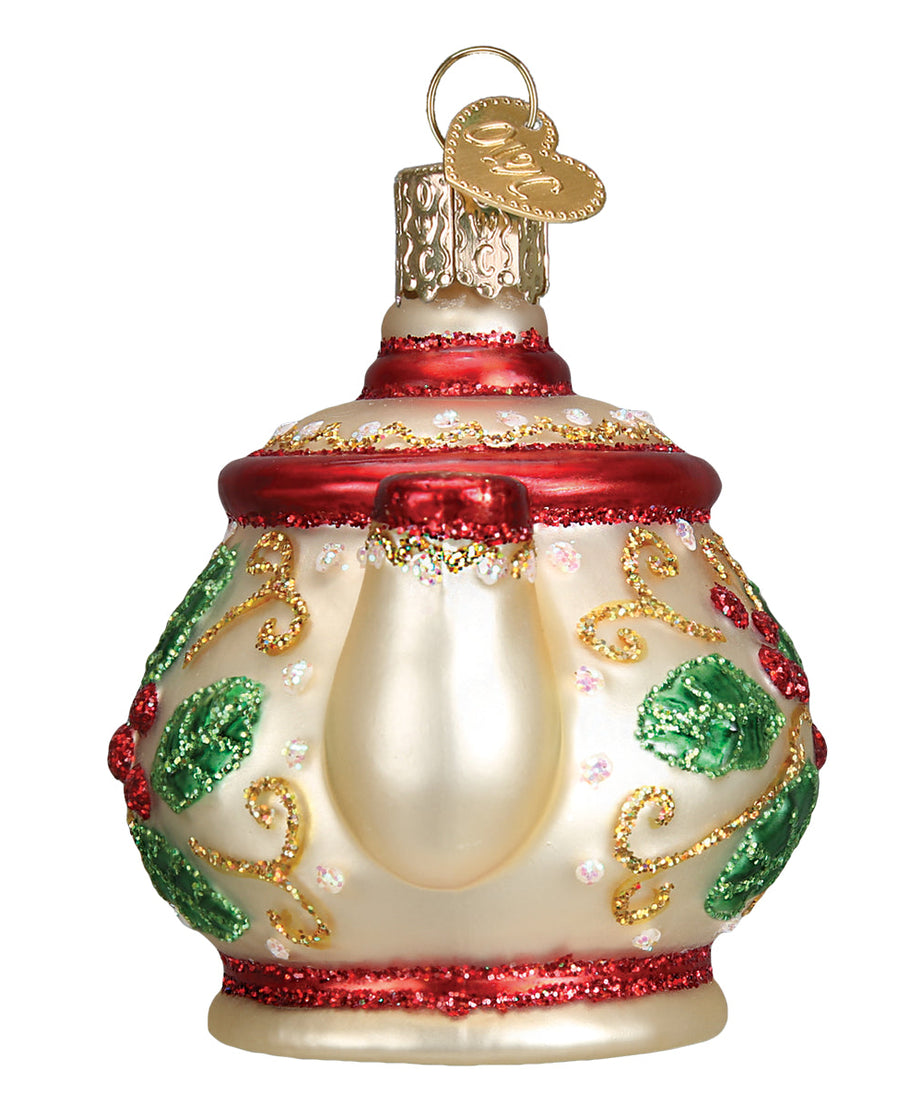 Holly Teapot Ornament