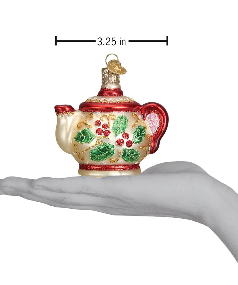 Holly Teapot Ornament