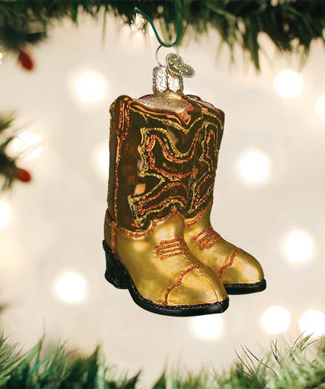 Brown Pair Of Cowboy Boots Ornament