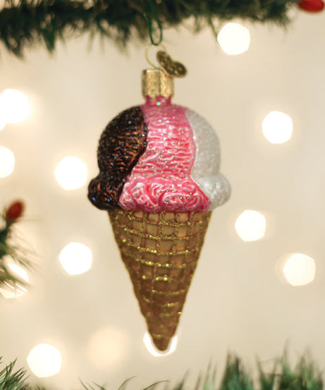 Neapolitan Ice Cream Cone Ornament