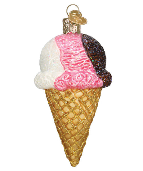 Neapolitan Ice Cream Cone Ornament