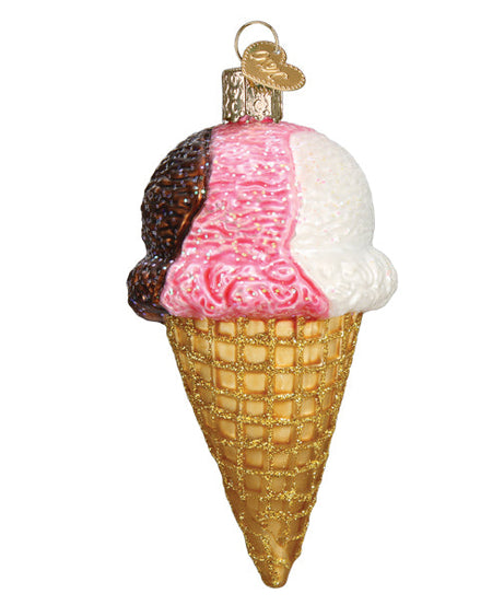 Neapolitan Ice Cream Cone Ornament