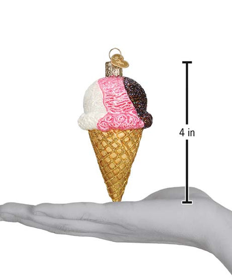 Neapolitan Ice Cream Cone Ornament