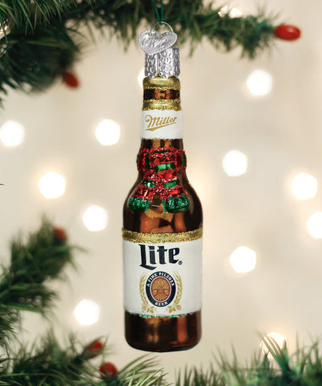 Holiday Miller Lite Bottle Ornament