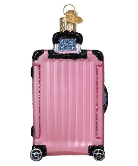 Pink Rolling Suitcase Ornament