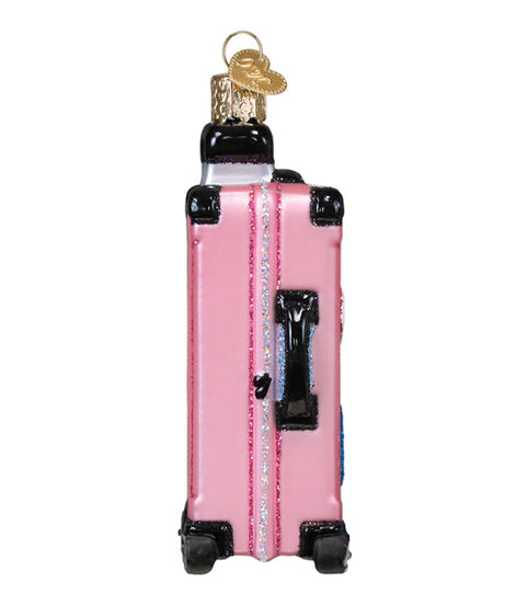 Pink Rolling Suitcase Ornament