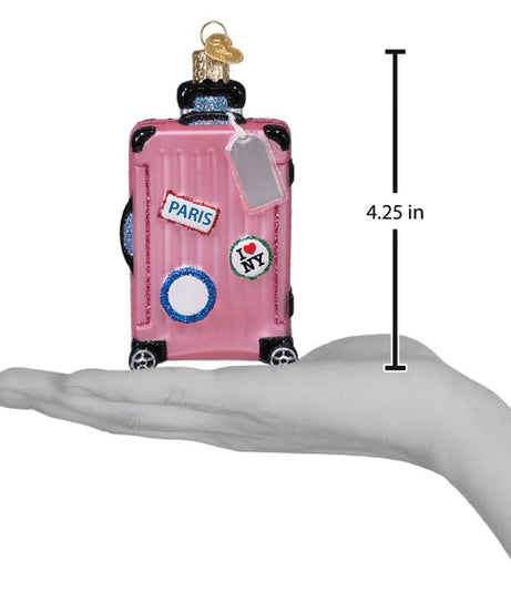 Pink Rolling Suitcase Ornament