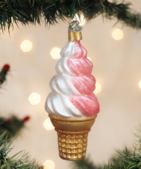 Strawberry Swirl Soft Serve Ornament