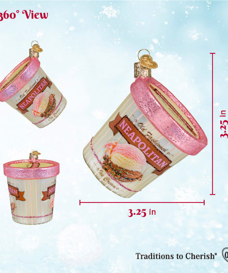 Neapolitan Ice Cream Pint Ornament